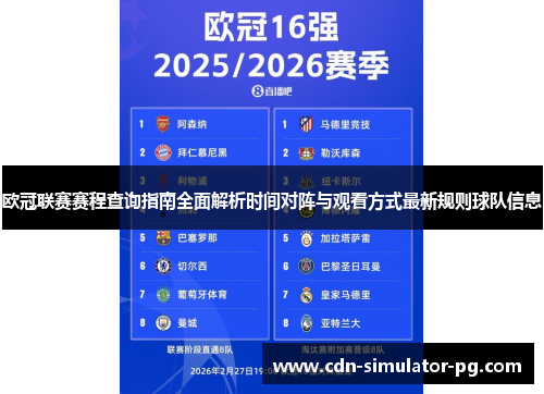 欧冠联赛赛程查询指南全面解析时间对阵与观看方式最新规则球队信息
